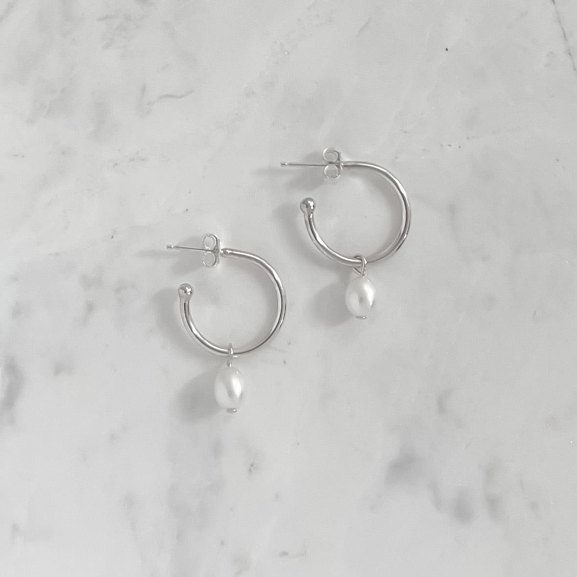 Pearl Hoop Stud Earrings