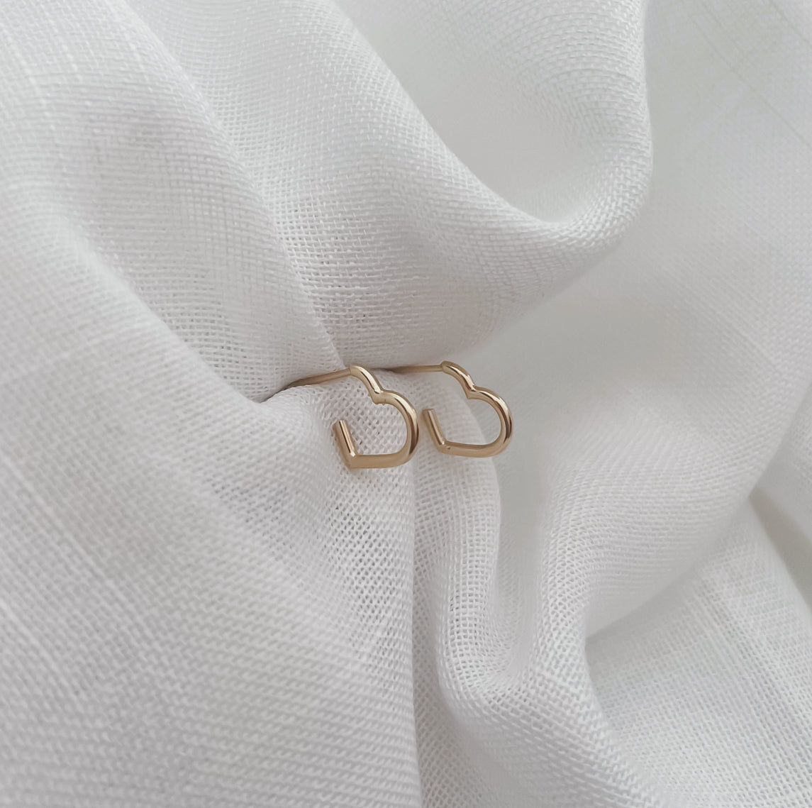 Australian 9ct Solid Gold Heart Hoop Studs - Petite