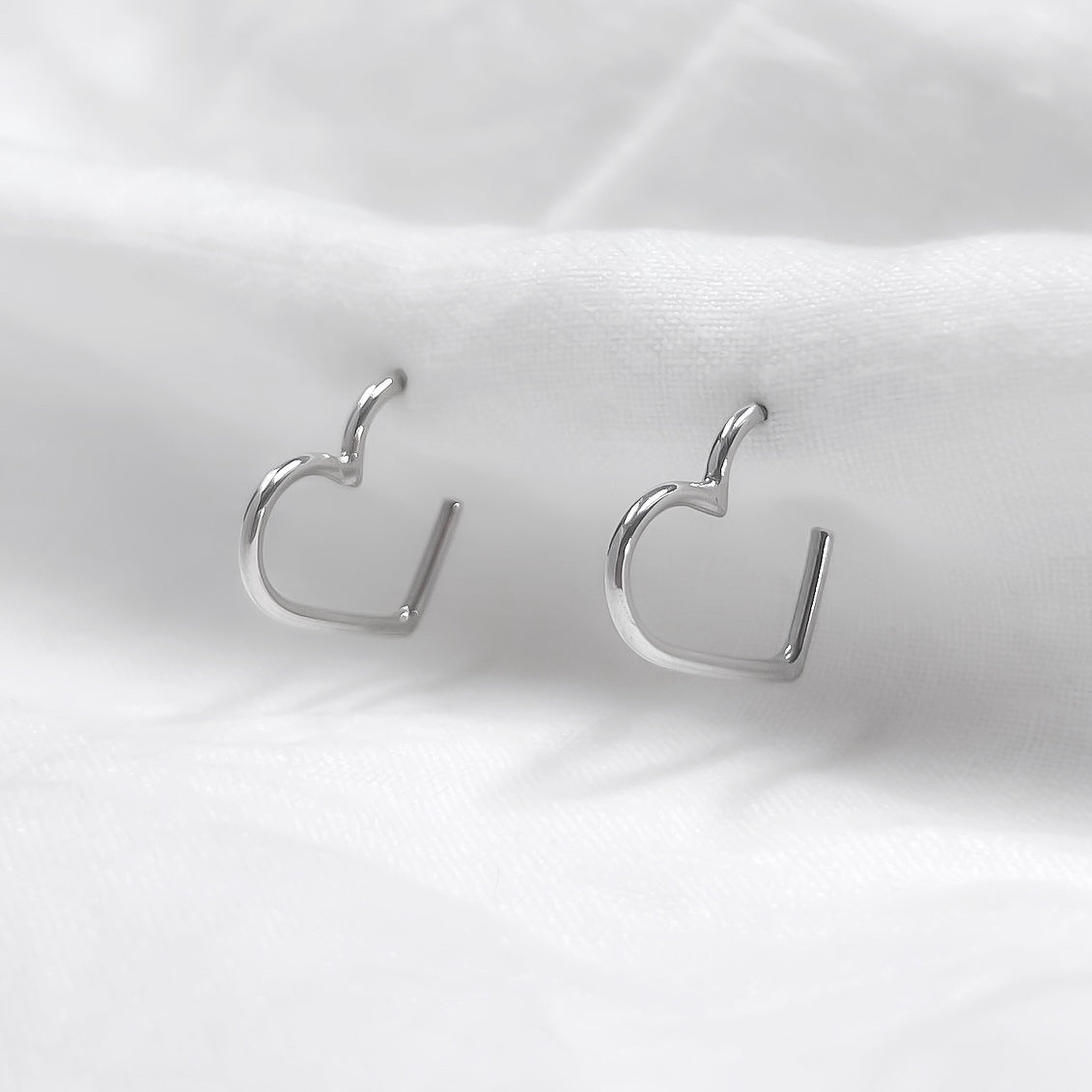 Heart Hoop Stud Earrings