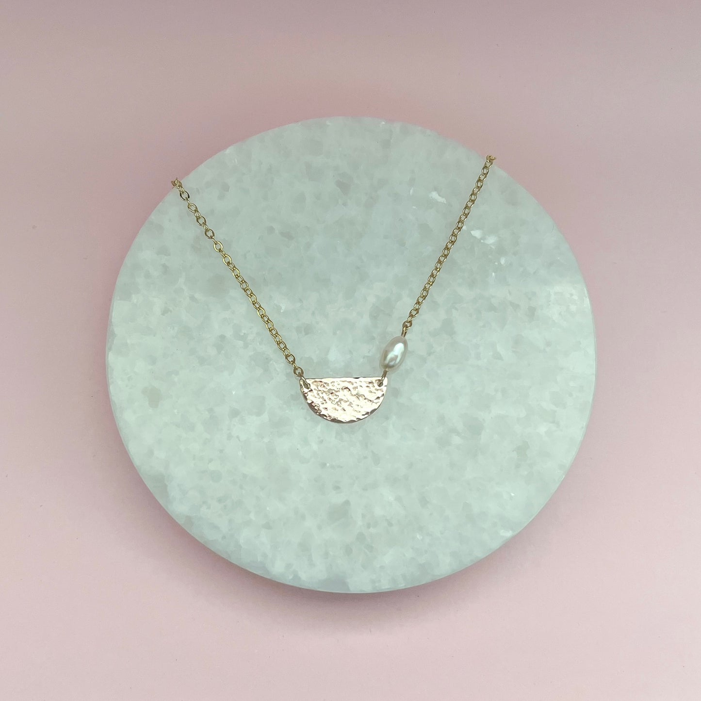 Textured Half Disc Necklace