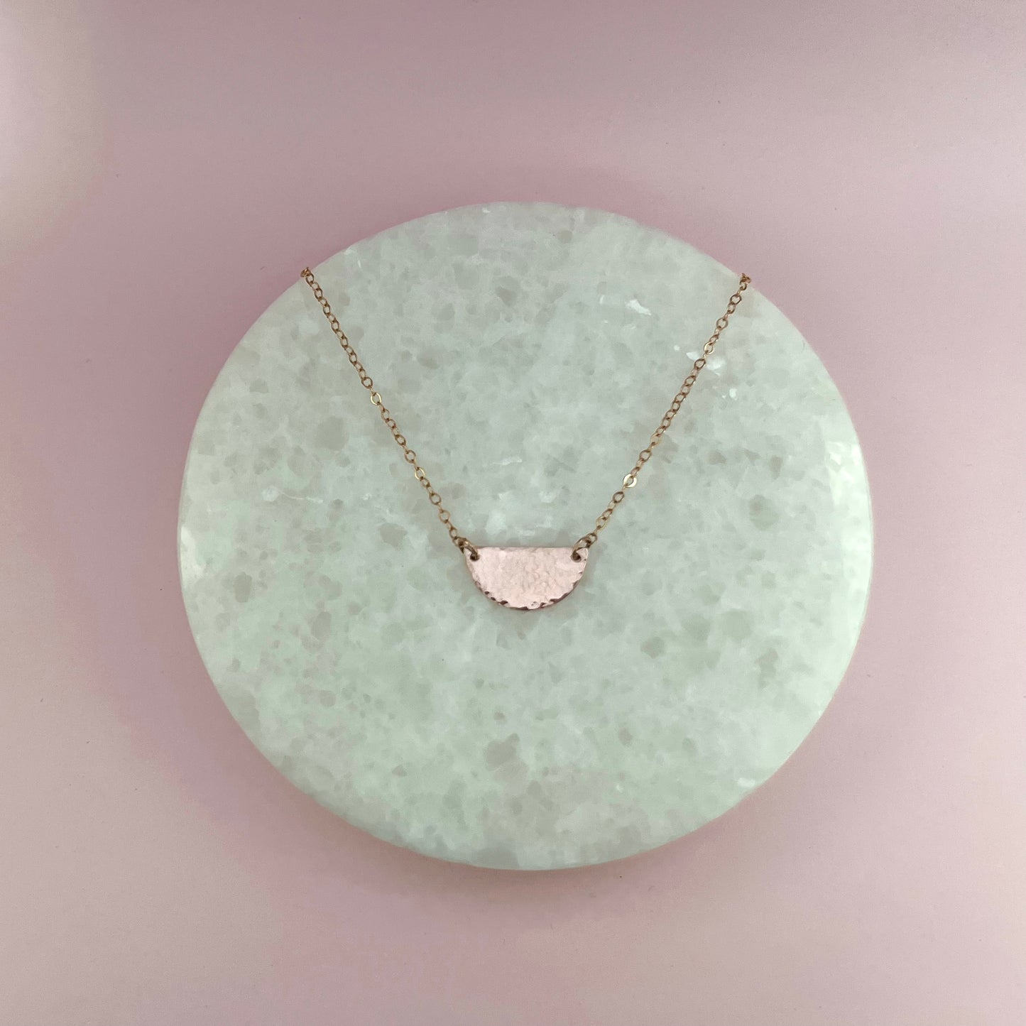 Textured Half Disc Necklace